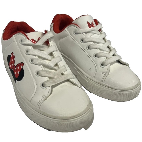 Disney‎ Minnie Mouse Limited Edition Toddler 2 Lace Up Sneaker White Red Bow - Picture 4 of 7